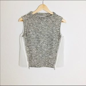 1. State Side Black & White Zipper Tweed Like Sleeveless Top Sz S
